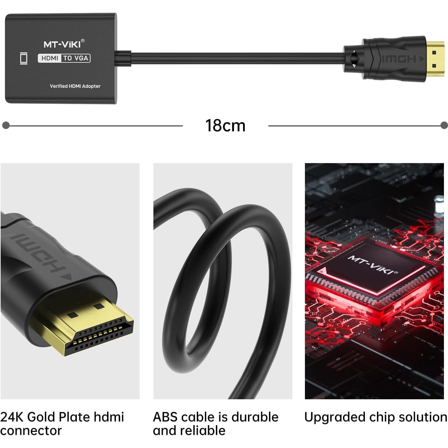 Adaptador HDMI a VGA MT-VIKI 5 Paquetes 1080p Full HD