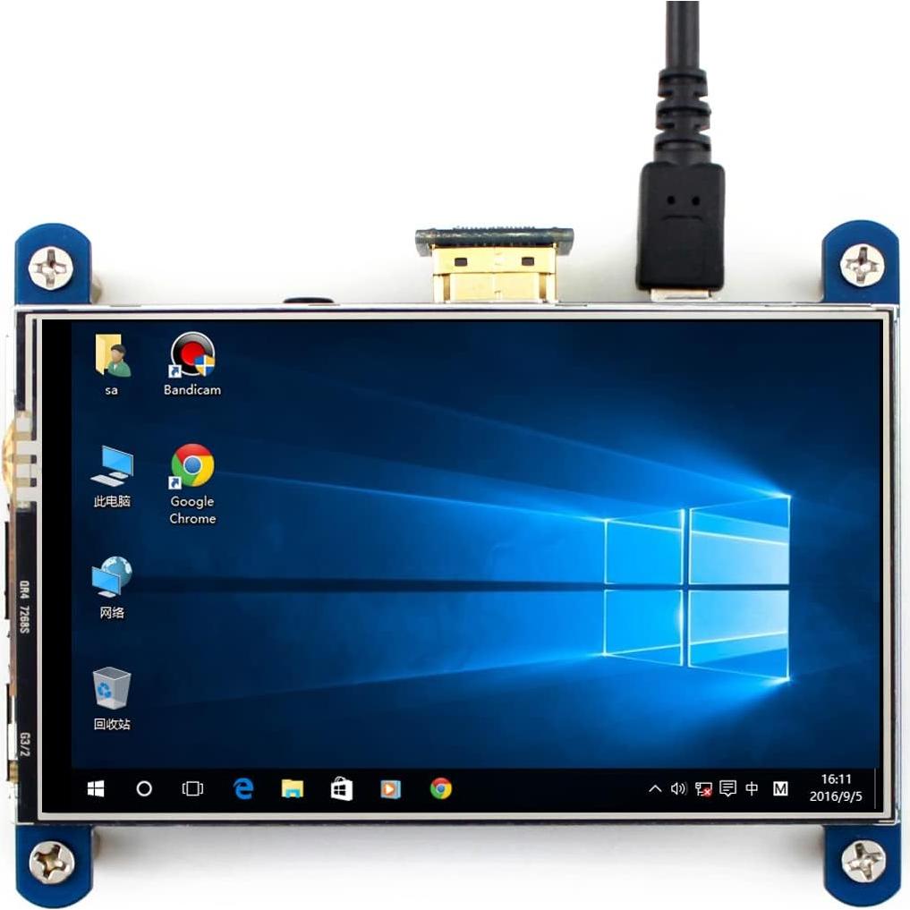 Pantalla LCD IPS 4" Waveshare 800x480 Táctil Resistiva HDMI