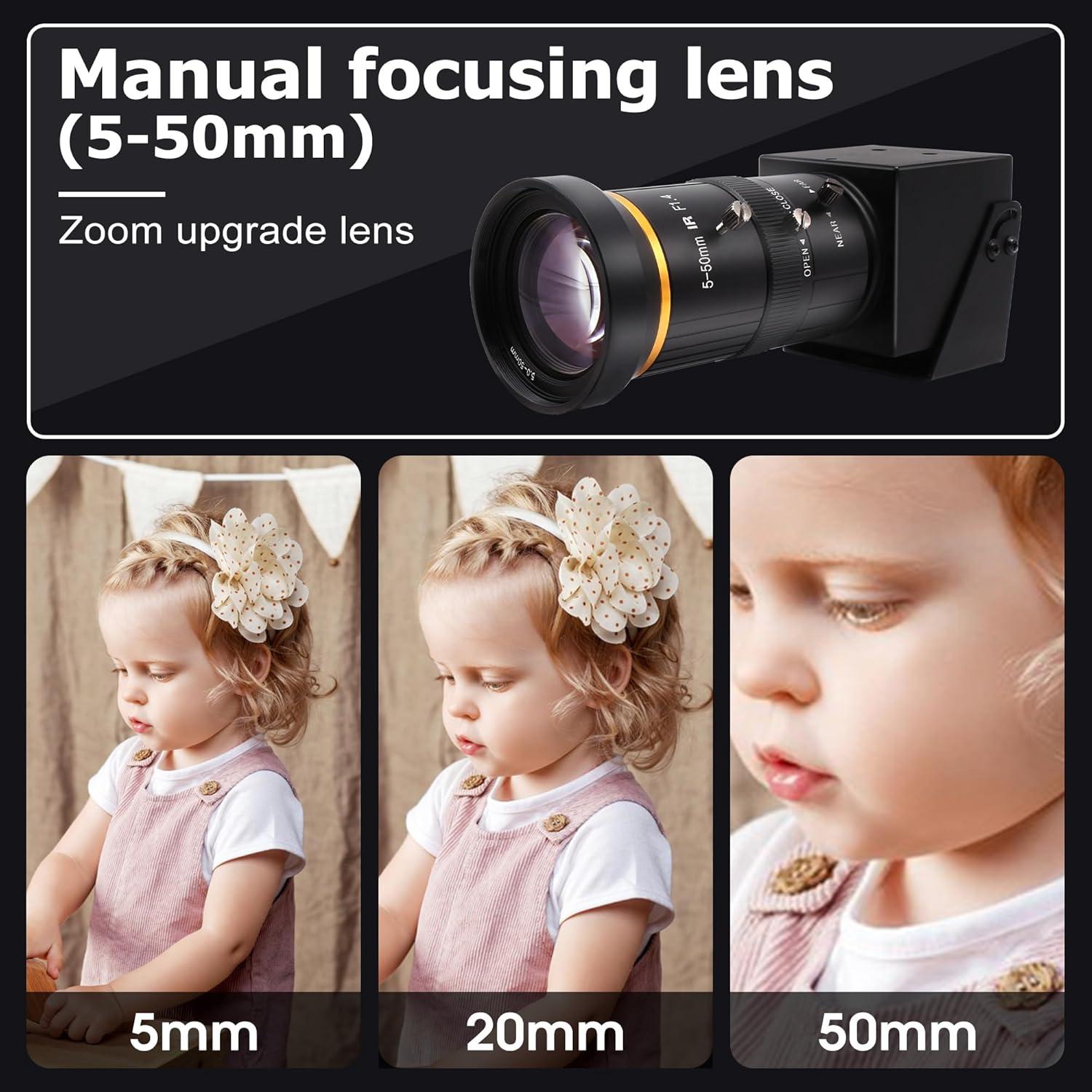 Cámara Web 4K Hotpet con Lente Varifocal 5-50mm USB