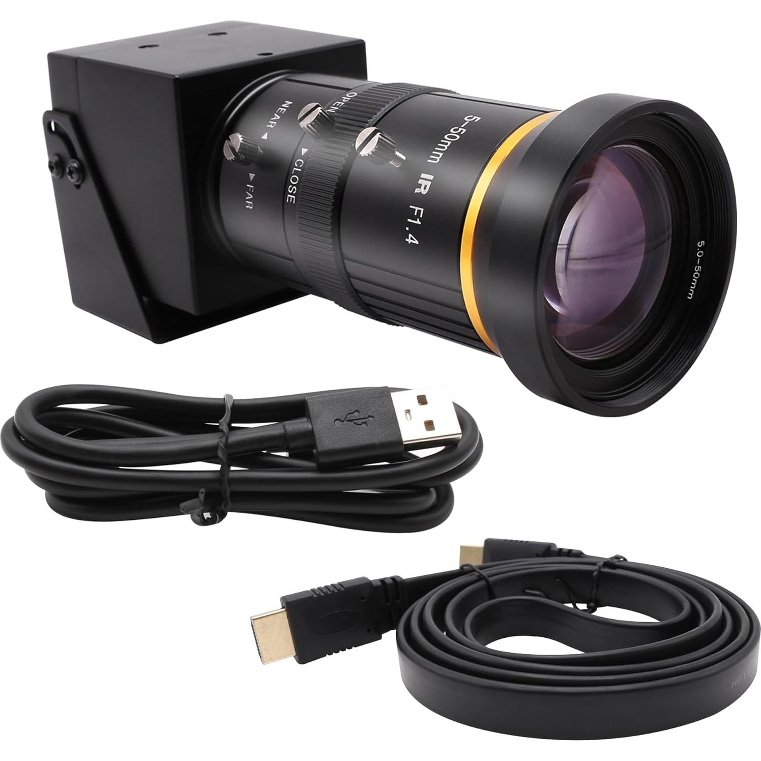 Cámara Web 4K Hotpet con Lente Varifocal 5-50mm USB