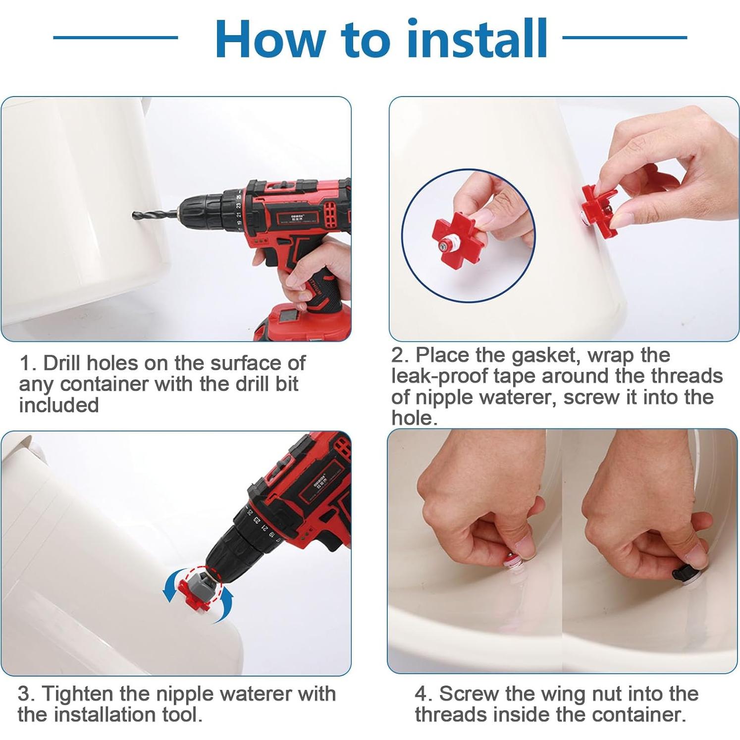 40 Picos de Agua Horizontal MEWTOGO para Pollos y Aves