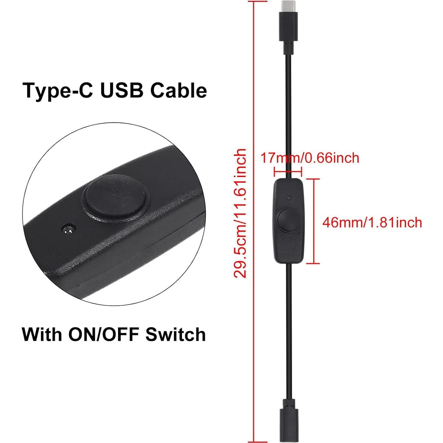 2 Cables USB C Macho a Hembra con Interruptor AITRIP 30cm