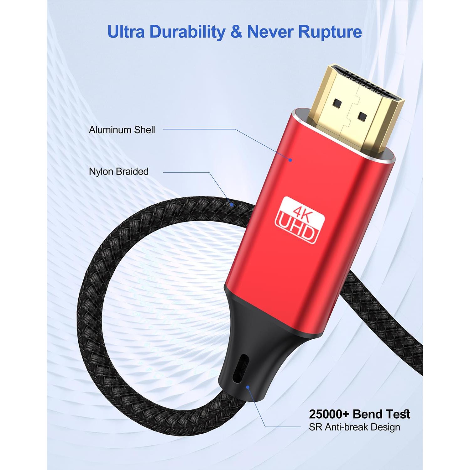 Cable Micro HDMI a HDMI ApoJodly 4.57m 4K 60Hz Nylon