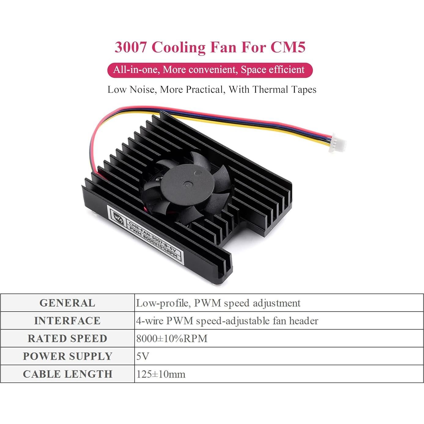 Ventilador de Enfriamiento UeeKKoo 3007 para Raspberry Pi CM5
