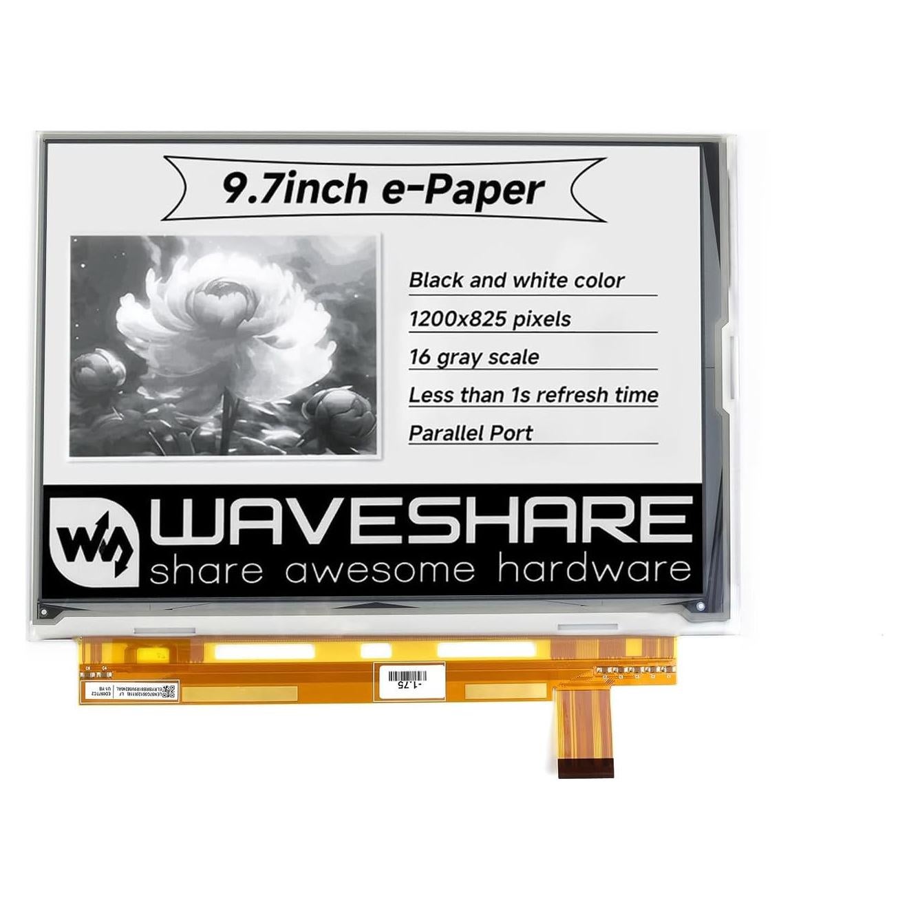 Pantalla E-Ink Cruda 9.7" Waveshare 1200x825 Puerto Paralelo