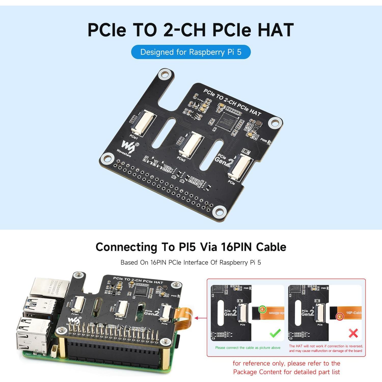 Placa Adaptadora PCIe FFC Waveshare para Raspberry Pi 5