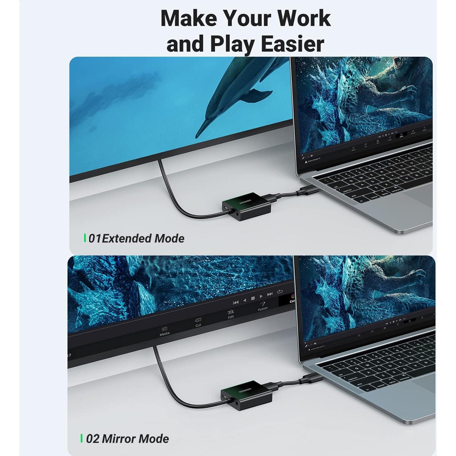 Adaptador HDMI a VGA UGREEN con Audio 3.5mm 1080p