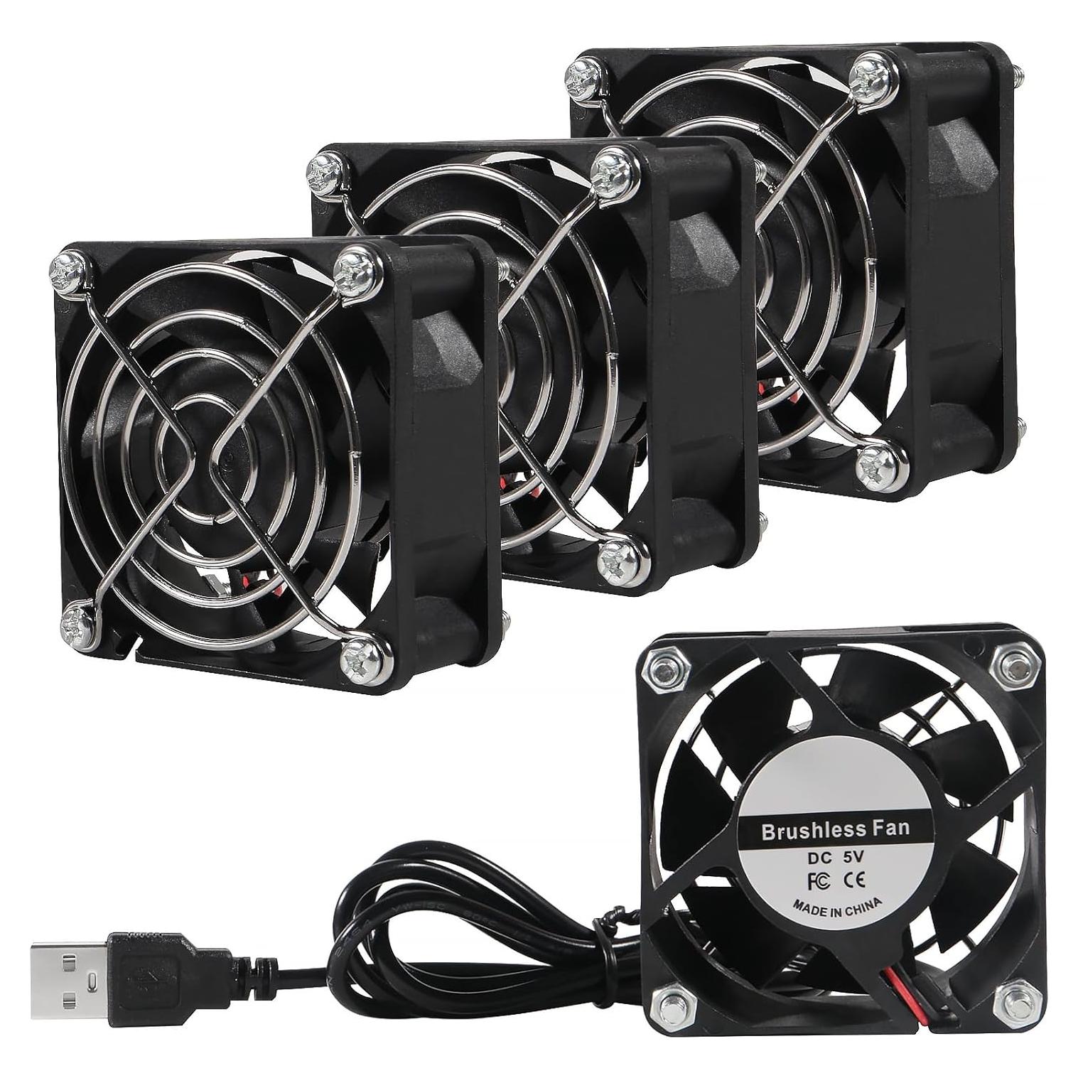 Paquete de 4 Ventiladores USB UMLIFE 60mm Silenciosos 5V