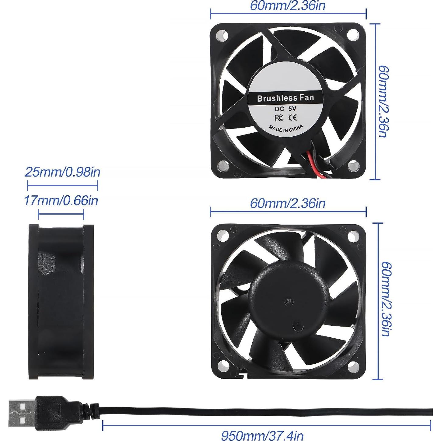 Paquete de 4 Ventiladores USB UMLIFE 60mm Silenciosos 5V