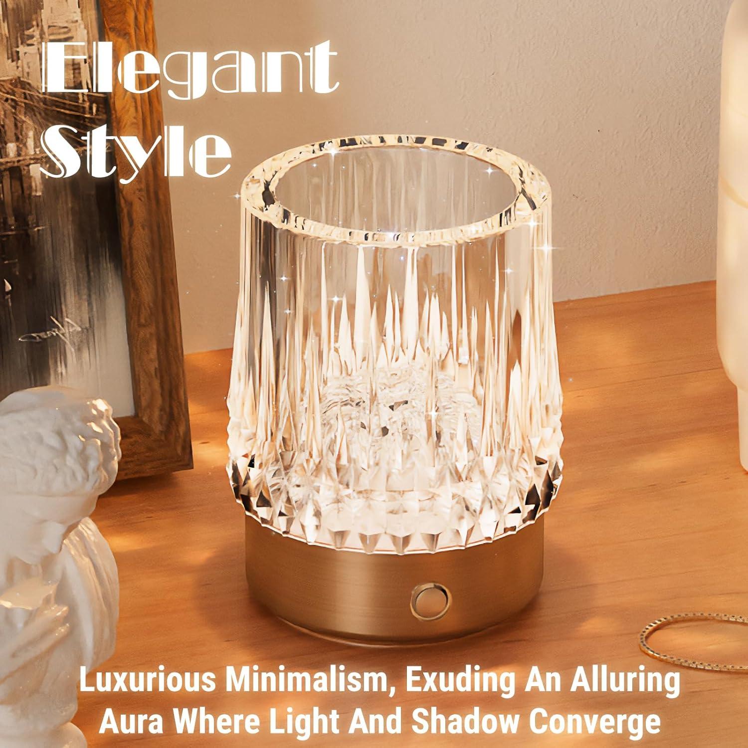 Lámpara de Mesa KOSTA Jarrón Cristal Oro Táctil Recargable