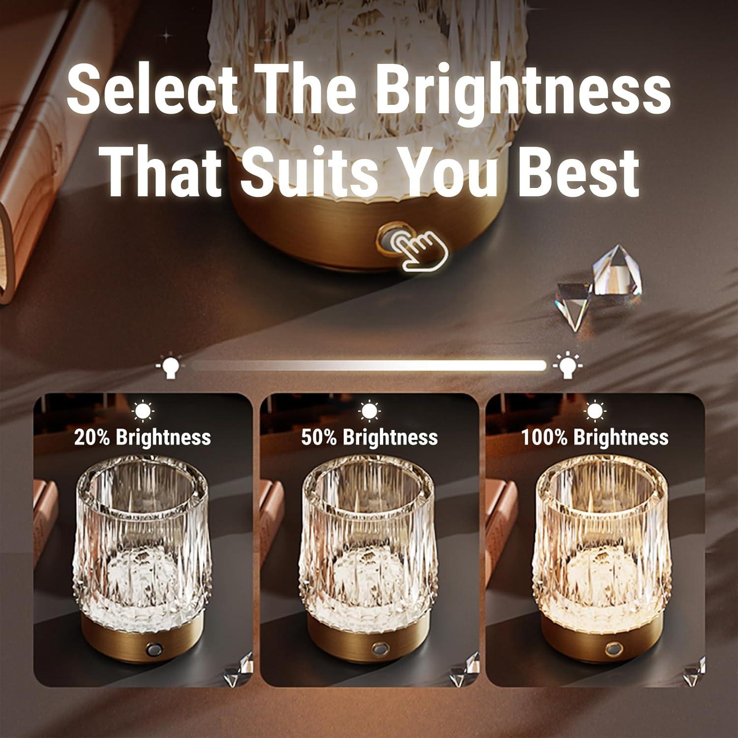 Lámpara de Mesa KOSTA Jarrón Cristal Oro Táctil Recargable