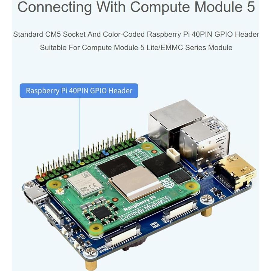 Mini Base Board Waveshare para Raspberry Pi CM5 Lite eMMC