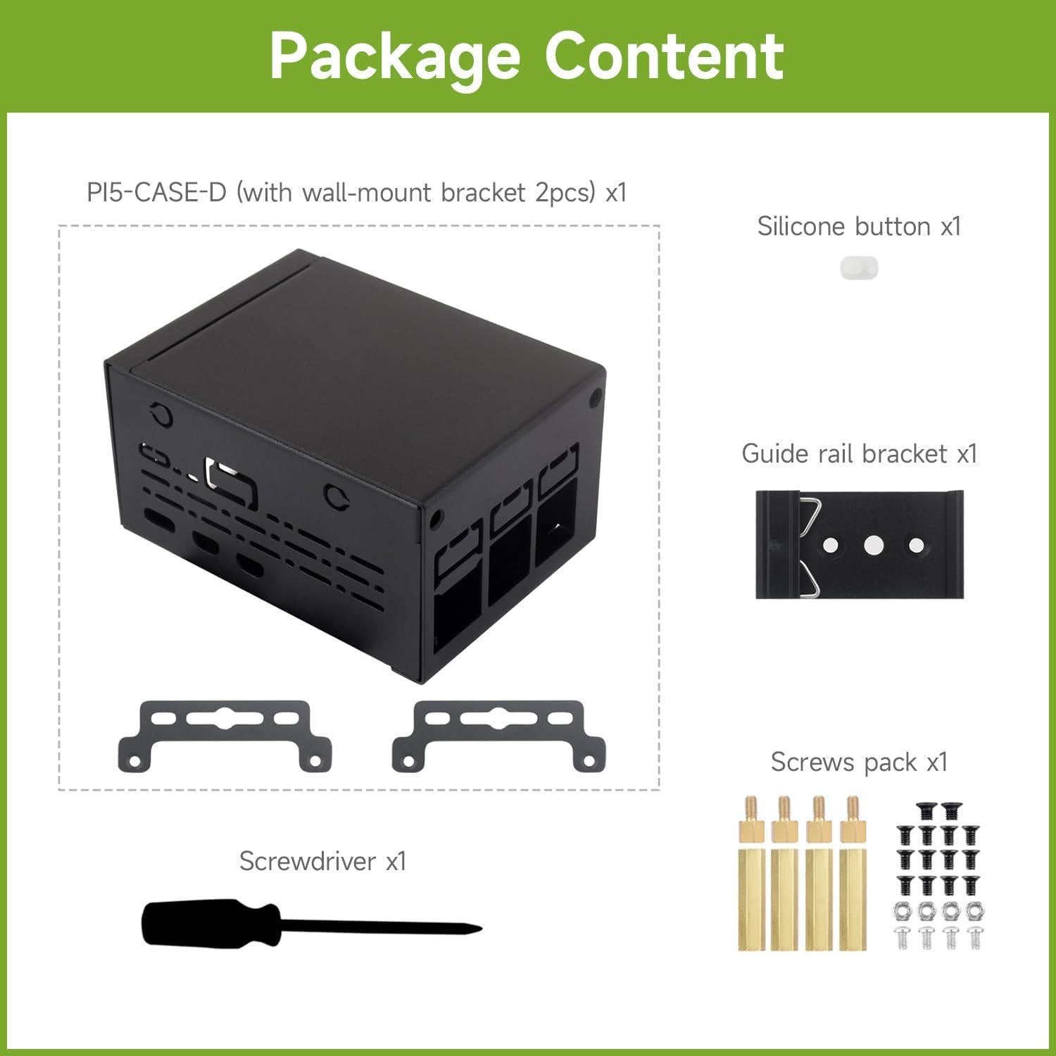 Caja de Metal Industrial Waveshare PI5-CASE-D para Raspberry Pi 5
