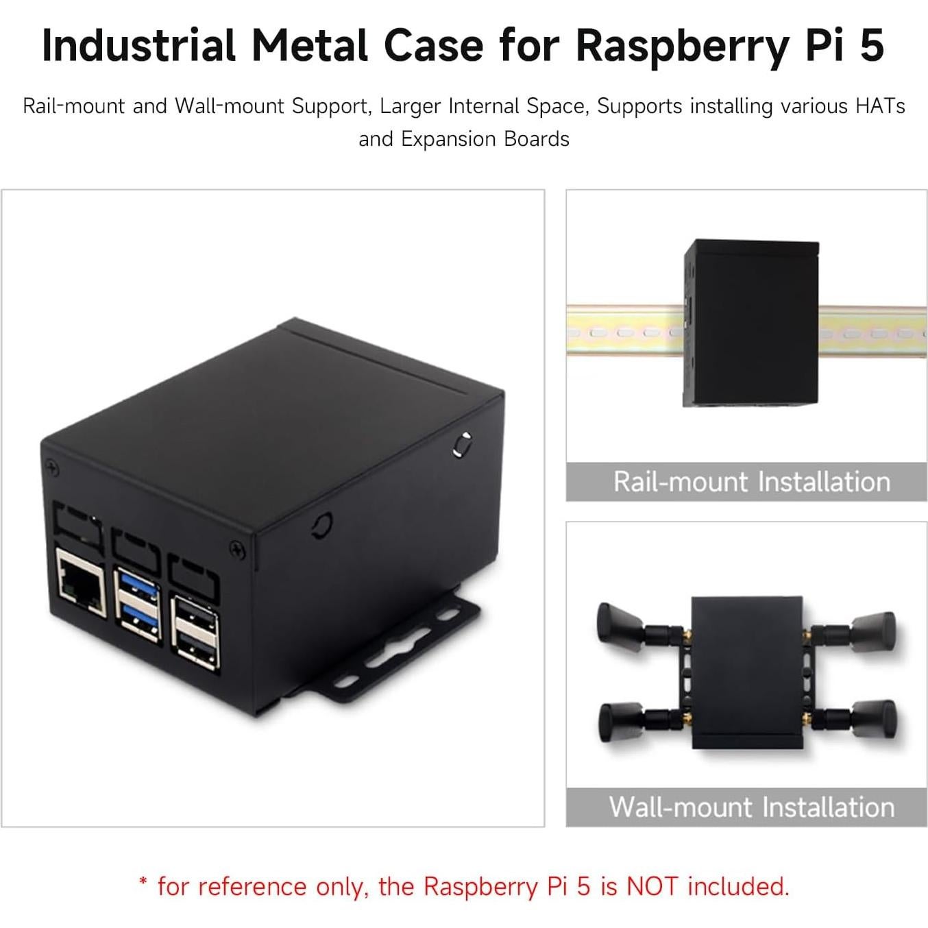Caja de Metal Industrial Waveshare PI5-CASE-D para Raspberry Pi 5