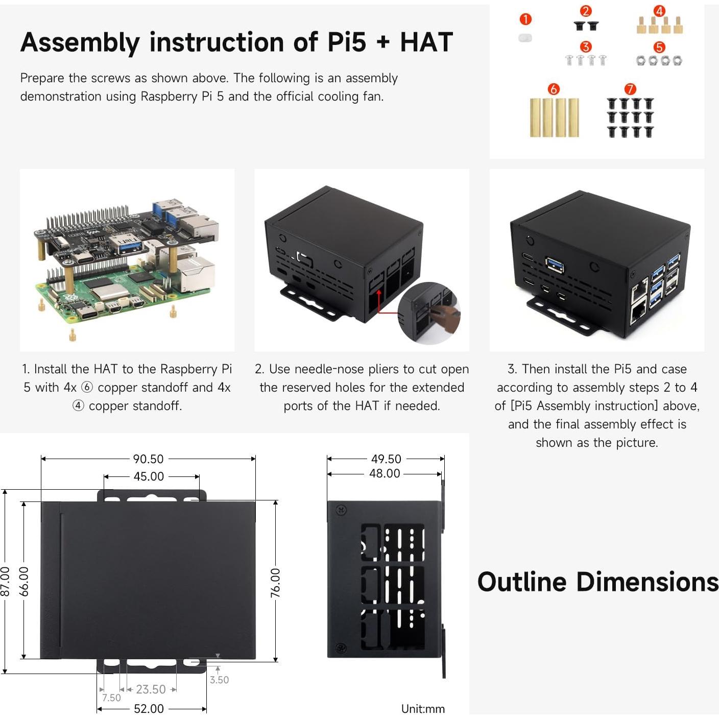 Caja de Metal Industrial Waveshare PI5-CASE-D para Raspberry Pi 5