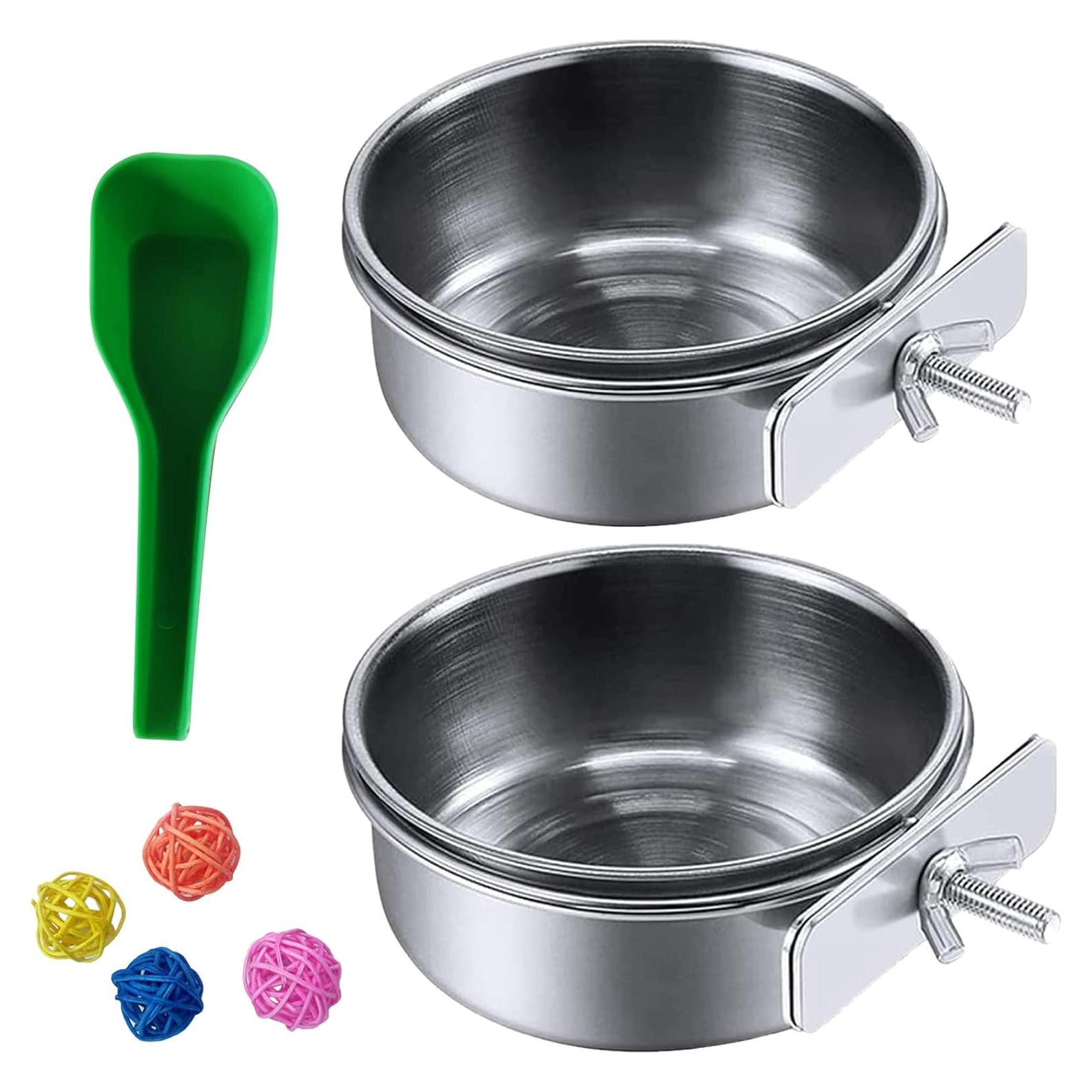 Tazas de Comedero para Loros Kathson Acero Inoxidable 2 Pcs