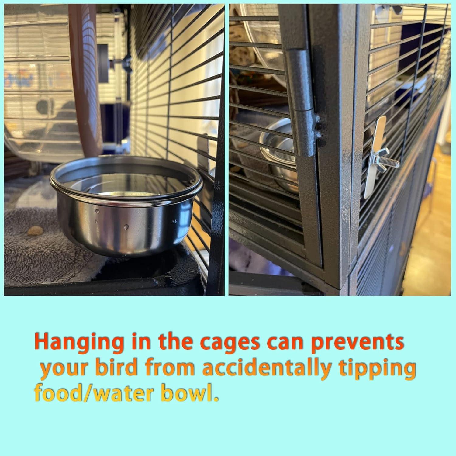 Tazas de Comedero para Loros Kathson Acero Inoxidable 2 Pcs