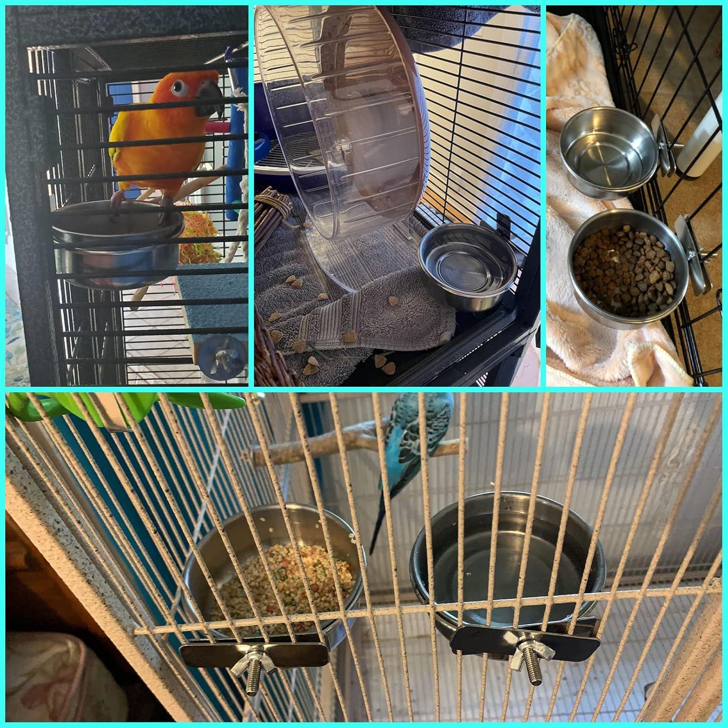 Tazas de Comedero para Loros Kathson Acero Inoxidable 2 Pcs