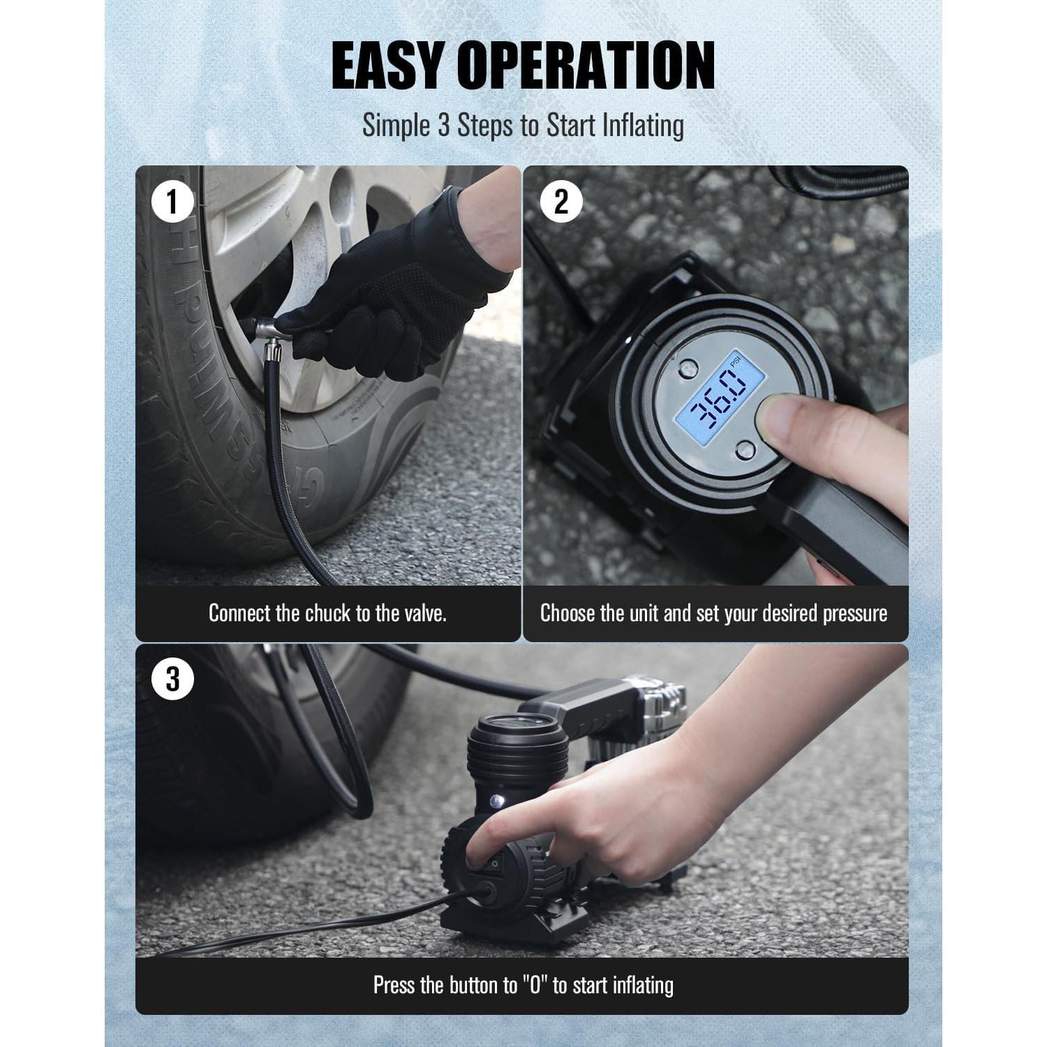 Compresor de Aire Portátil AVID POWER 12V 30LPM Automático