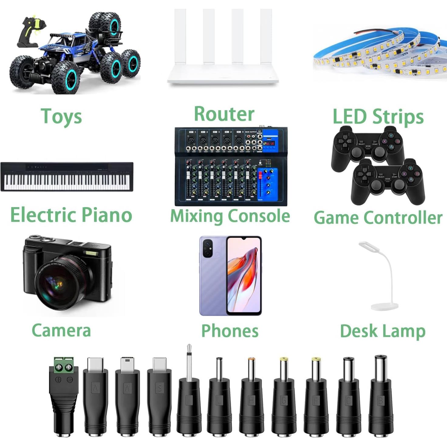Adaptador de corriente 5V 1A con 10 puntas - Cargador universal