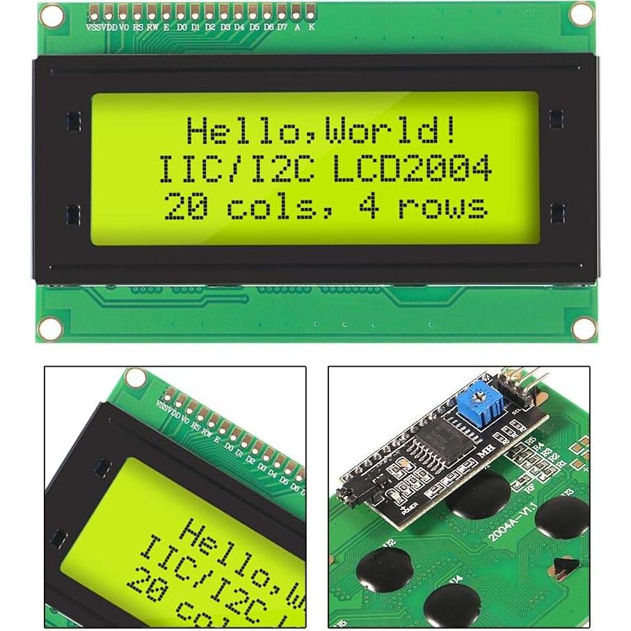 Módulo LCD 2004 I2C DORHEA 20x4 Verde con Adaptador