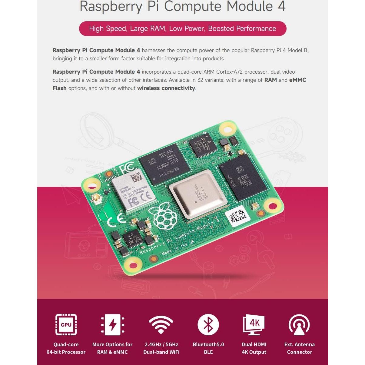Waveshare Raspberry Pi Compute Module 4 2GB RAM Lite