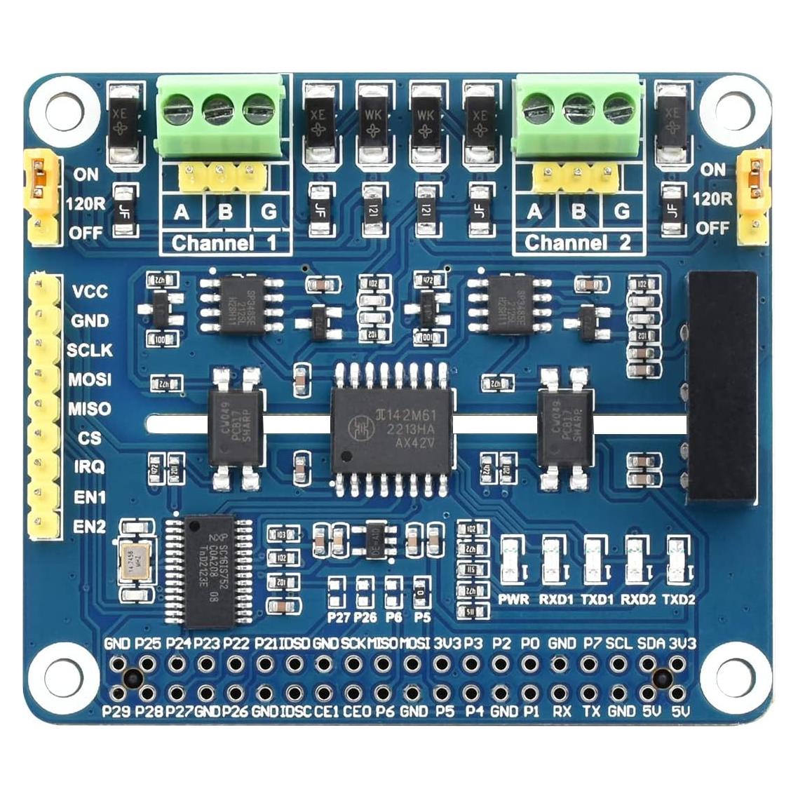 HAT de Expansión RS485 Aislado Waveshare 2 Canales para Raspberry Pi