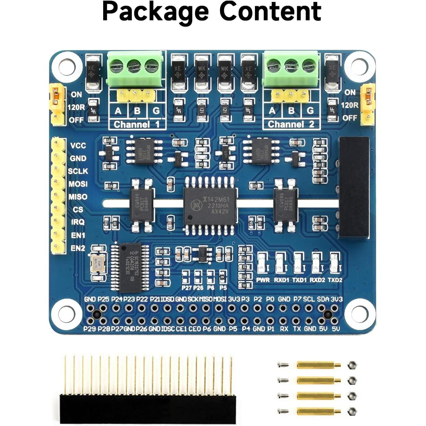 HAT de Expansión RS485 Aislado Waveshare 2 Canales para Raspberry Pi