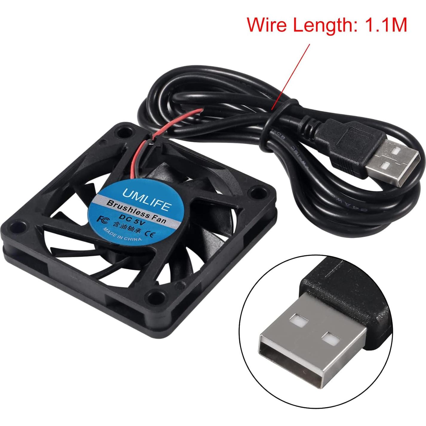 4 Ventiladores USB 60mm UMLIFE 6015 5V para PC y Raspberry Pi
