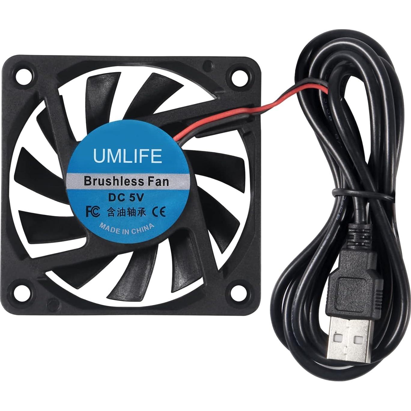 4 Ventiladores USB 60mm UMLIFE 6015 5V para PC y Raspberry Pi