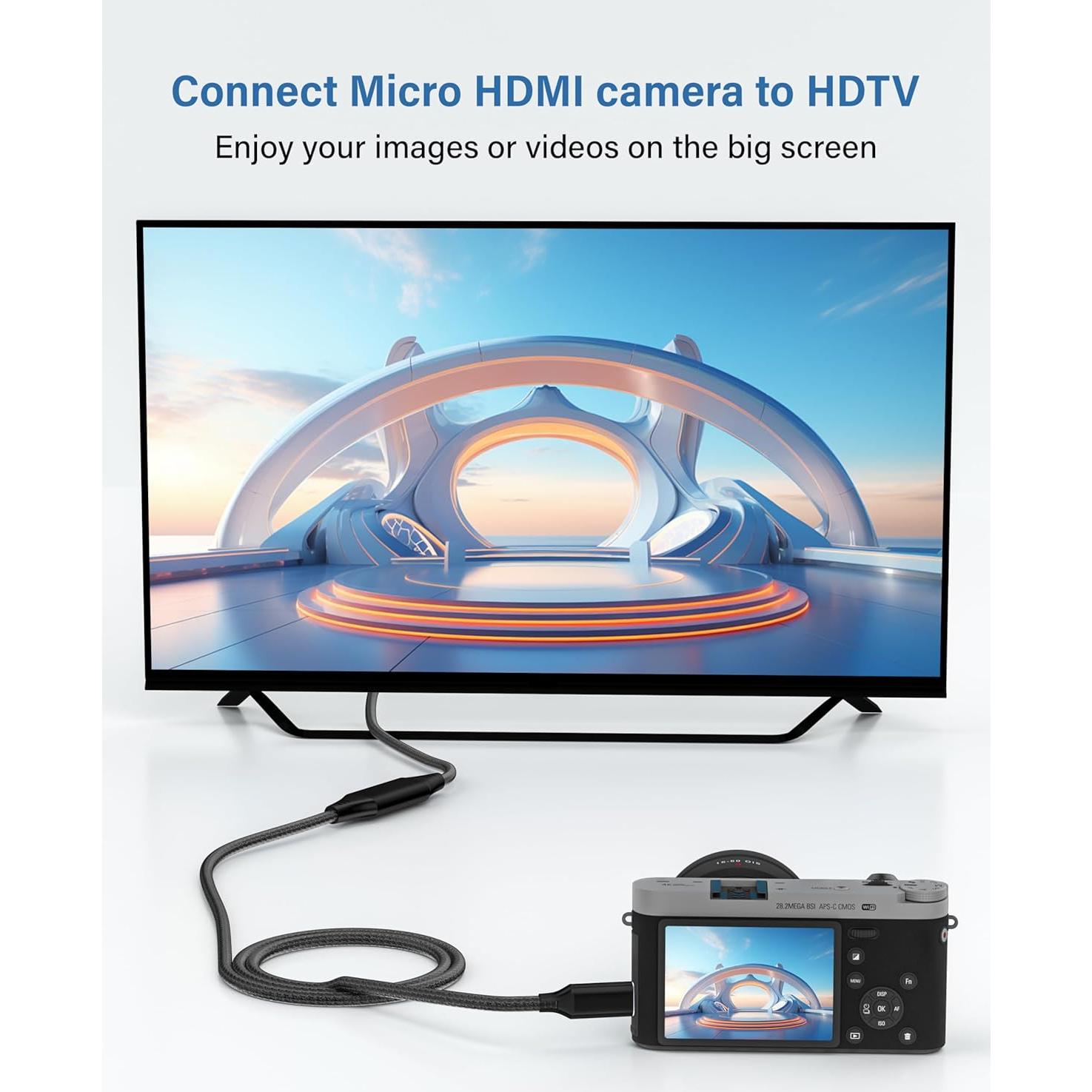 Cable Micro HDMI a DisplayPort 1.8m KOMGILK 4K@60Hz
