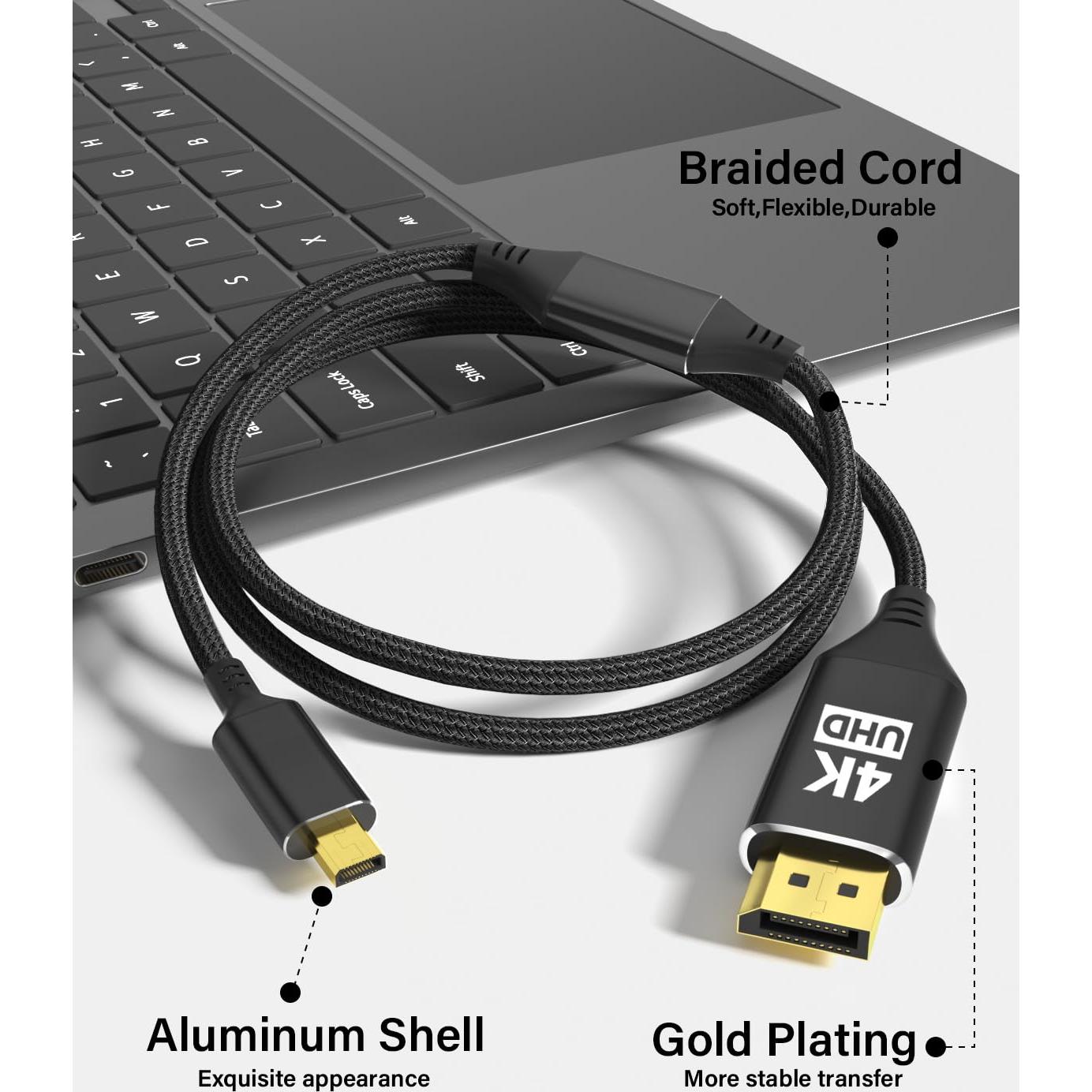 Cable Micro HDMI a DisplayPort 1.8m KOMGILK 4K@60Hz