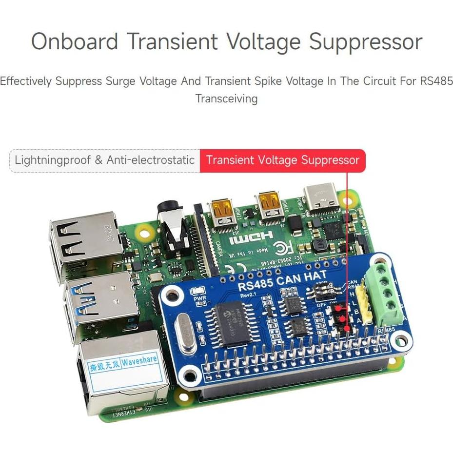 Waveshare RS485 CAN HAT para Raspberry Pi - Comunicación Estable