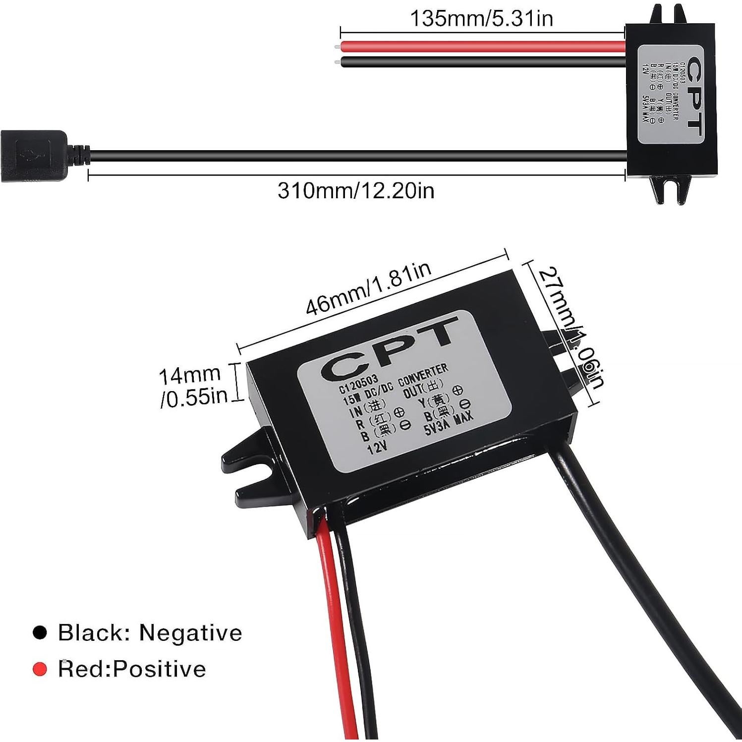 Convertidor Buck DC 12V/24V a 5V 3A 15W JUZITAO - 2PCS