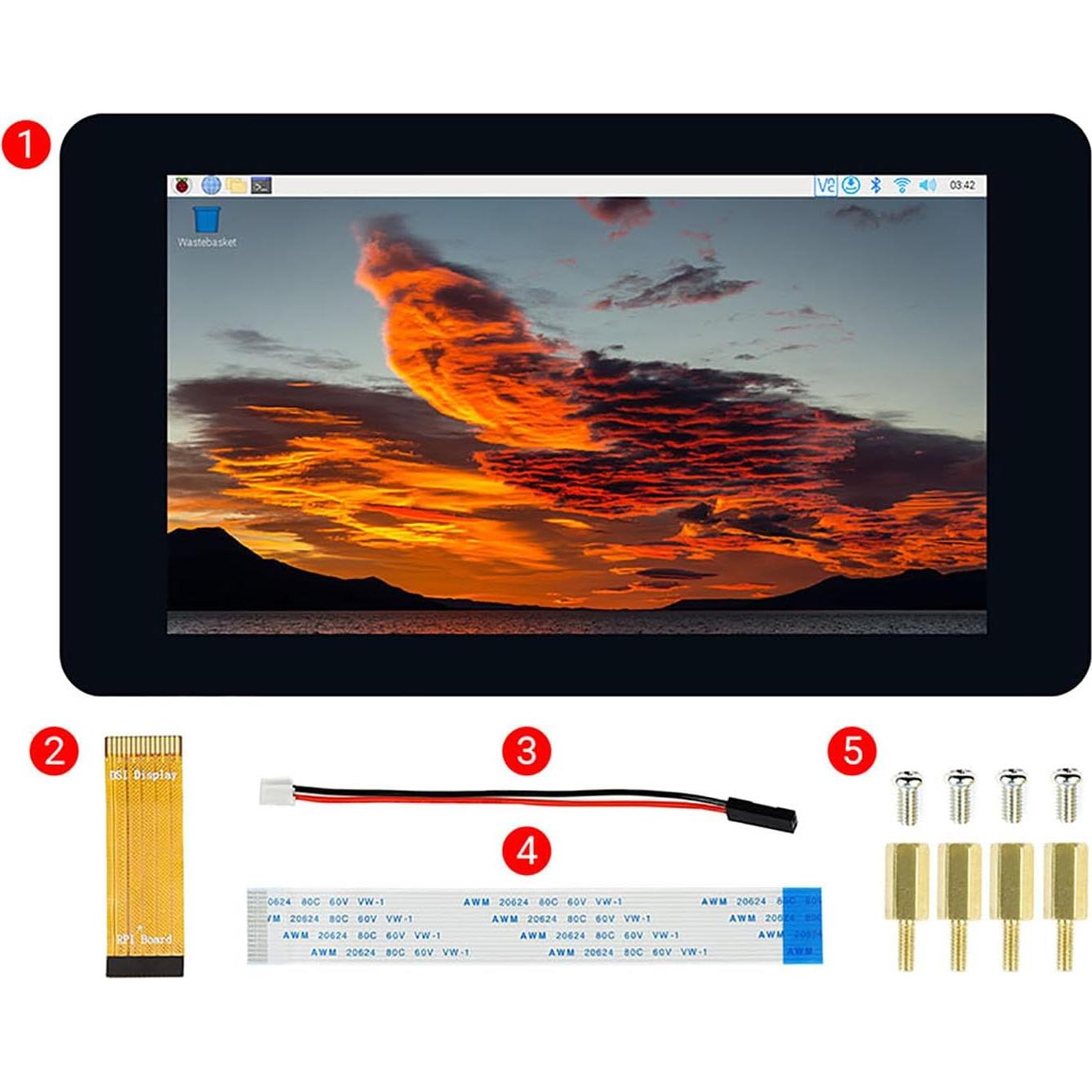 Pantalla Táctil IPS 7" Coolwell para Raspberry Pi 4B/3B+