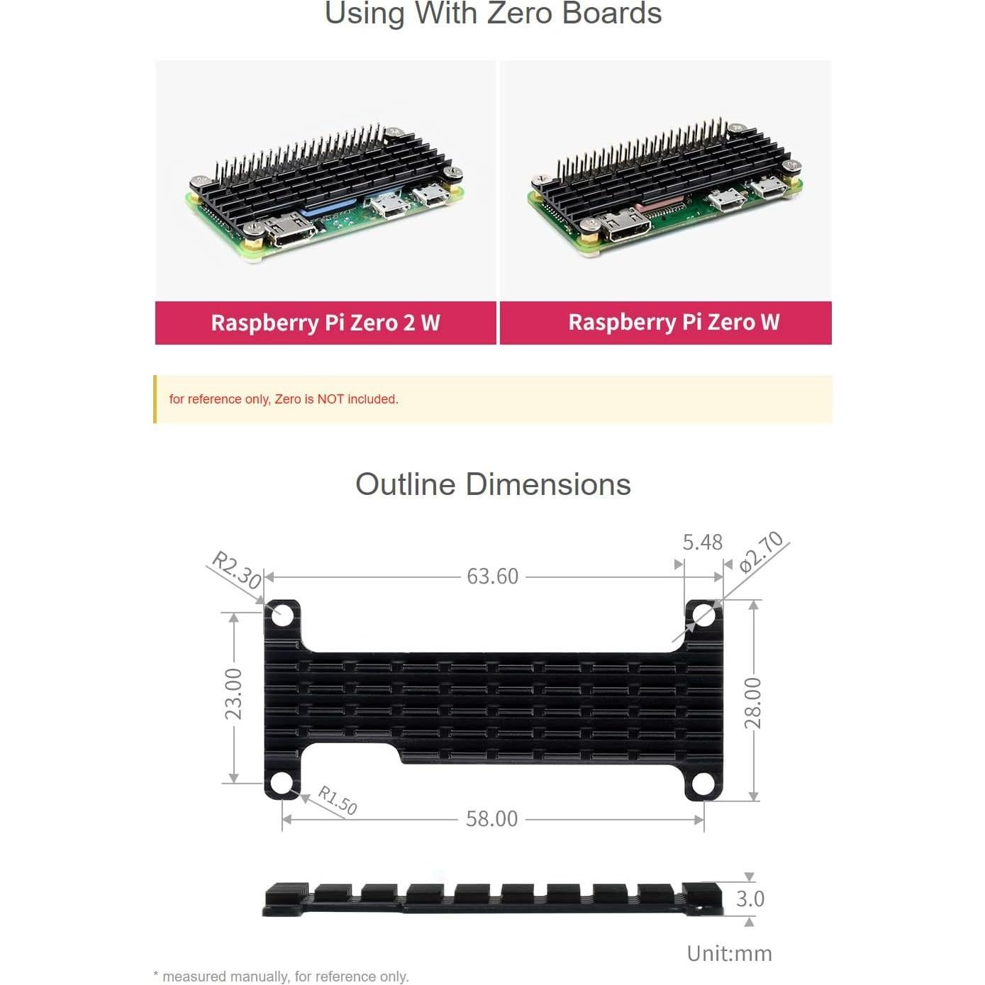 Disipador de Calor Aluminio Waveshare para Raspberry Pi Zero