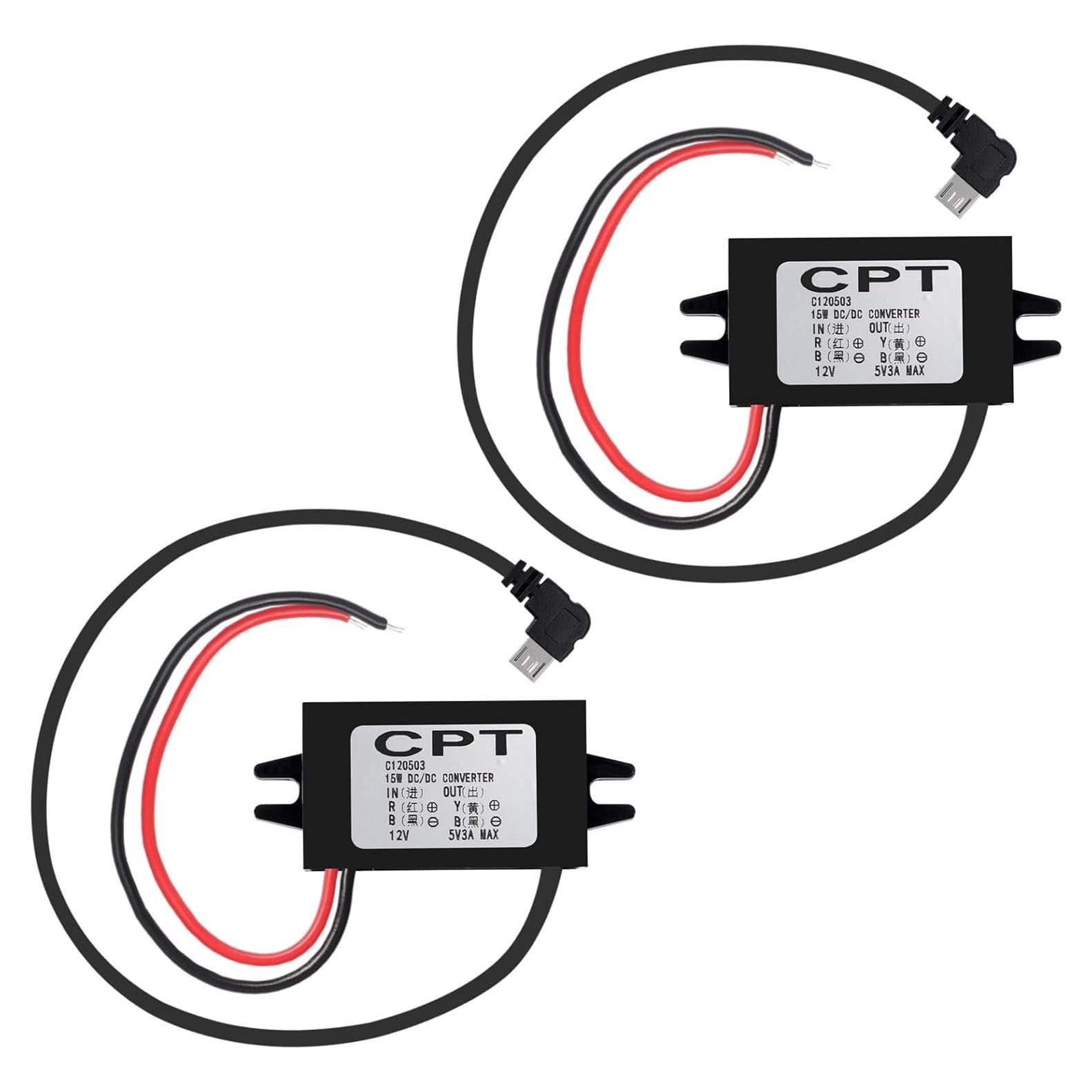 Convertidor 12V a 5V Micro USB AOICRIE 3A 15W a Prueba de Agua