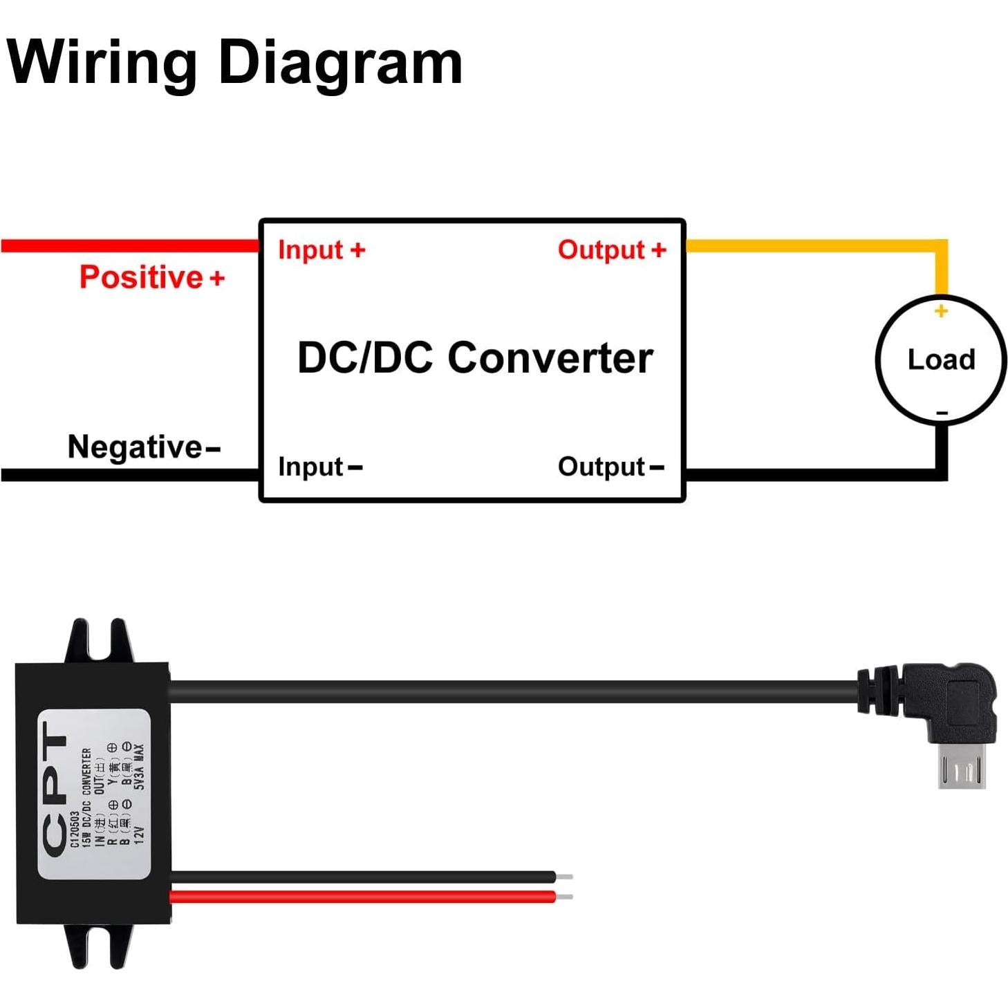 Convertidor 12V a 5V Micro USB AOICRIE 3A 15W a Prueba de Agua