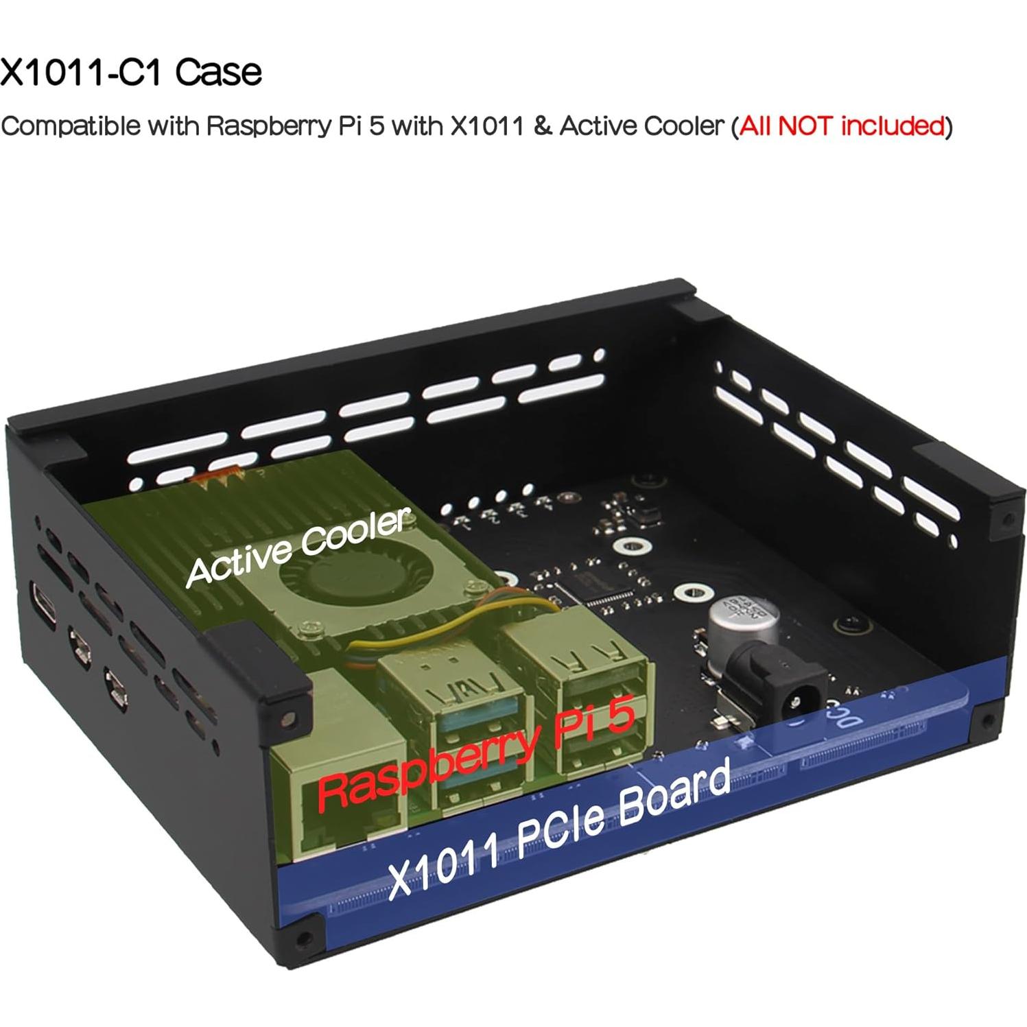 Caja de Metal Geekworm X1011-C1 para Raspberry Pi 5 NVMe