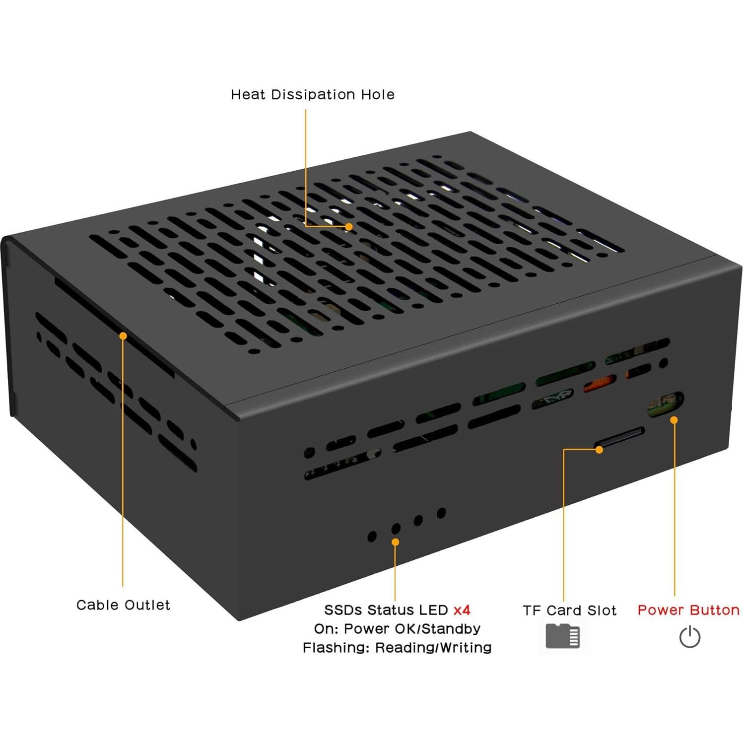 Caja de Metal Geekworm X1011-C1 para Raspberry Pi 5 NVMe