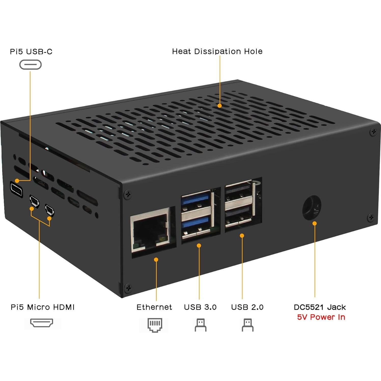 Caja de Metal Geekworm X1011-C1 para Raspberry Pi 5 NVMe