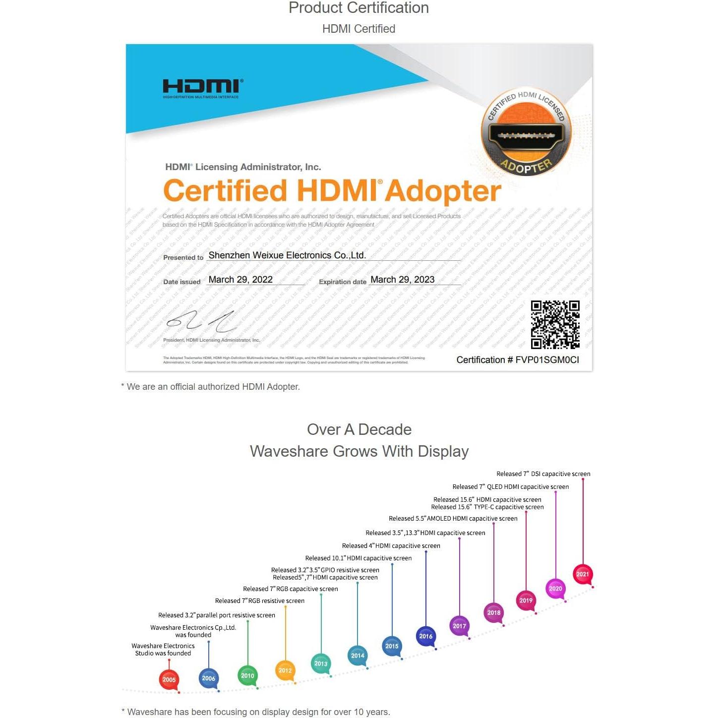 Pantalla LCD táctil 7" Waveshare 1024x600 HDMI Raspberry Pi