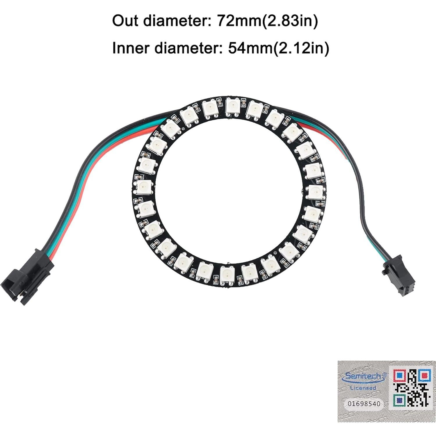 2 Piezas Anillo LED RGB 24 Leds WS2812B DIYmall 5V