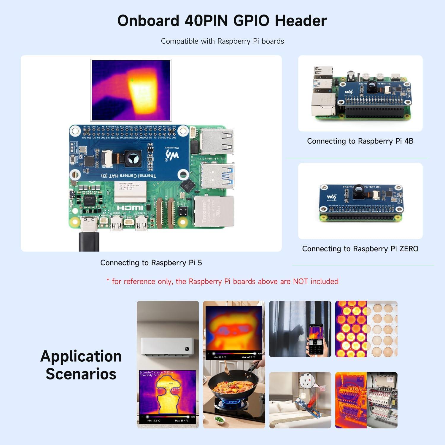 Cámara Térmica Waveshare HAT (B) 80x62 píxeles IR para Raspberry Pi
