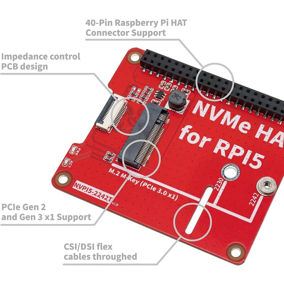 Placa Base SSD NVMe M.2 OYOYOZ 2242T para Raspberry Pi 5