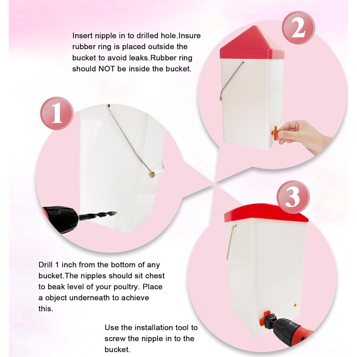 6 Bebederos Automáticos para Pollos Cyrading Naranja 3x3 cm