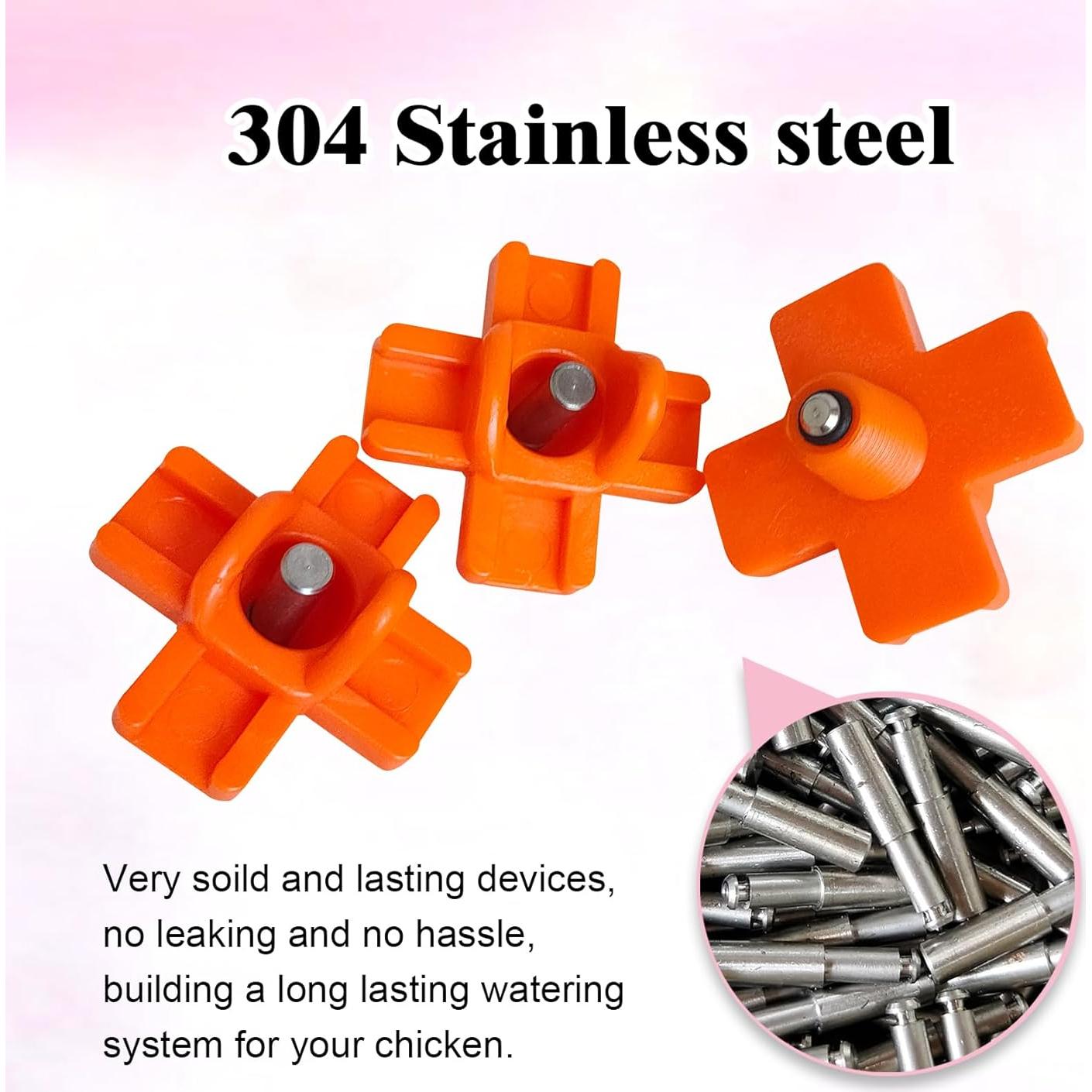 6 Bebederos Automáticos para Pollos Cyrading Naranja 3x3 cm