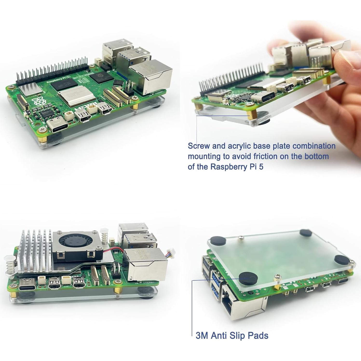 Enfriador Activo Raspberry Pi 5 con Ventilador 30mm y Disipador