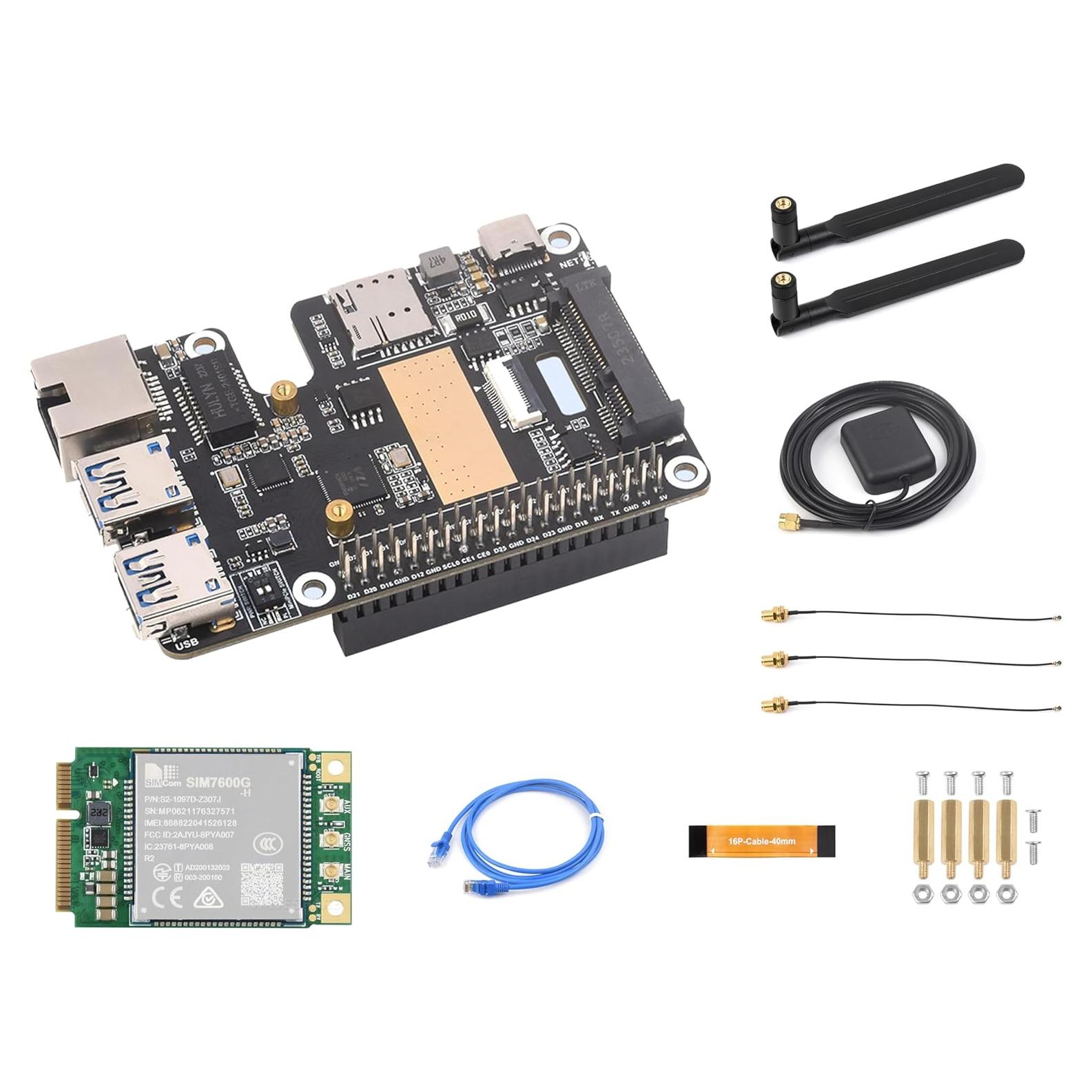 Adaptador PCIe a MiniPCIe USB 3.2 y Ethernet Gigabit para Raspberry Pi 5