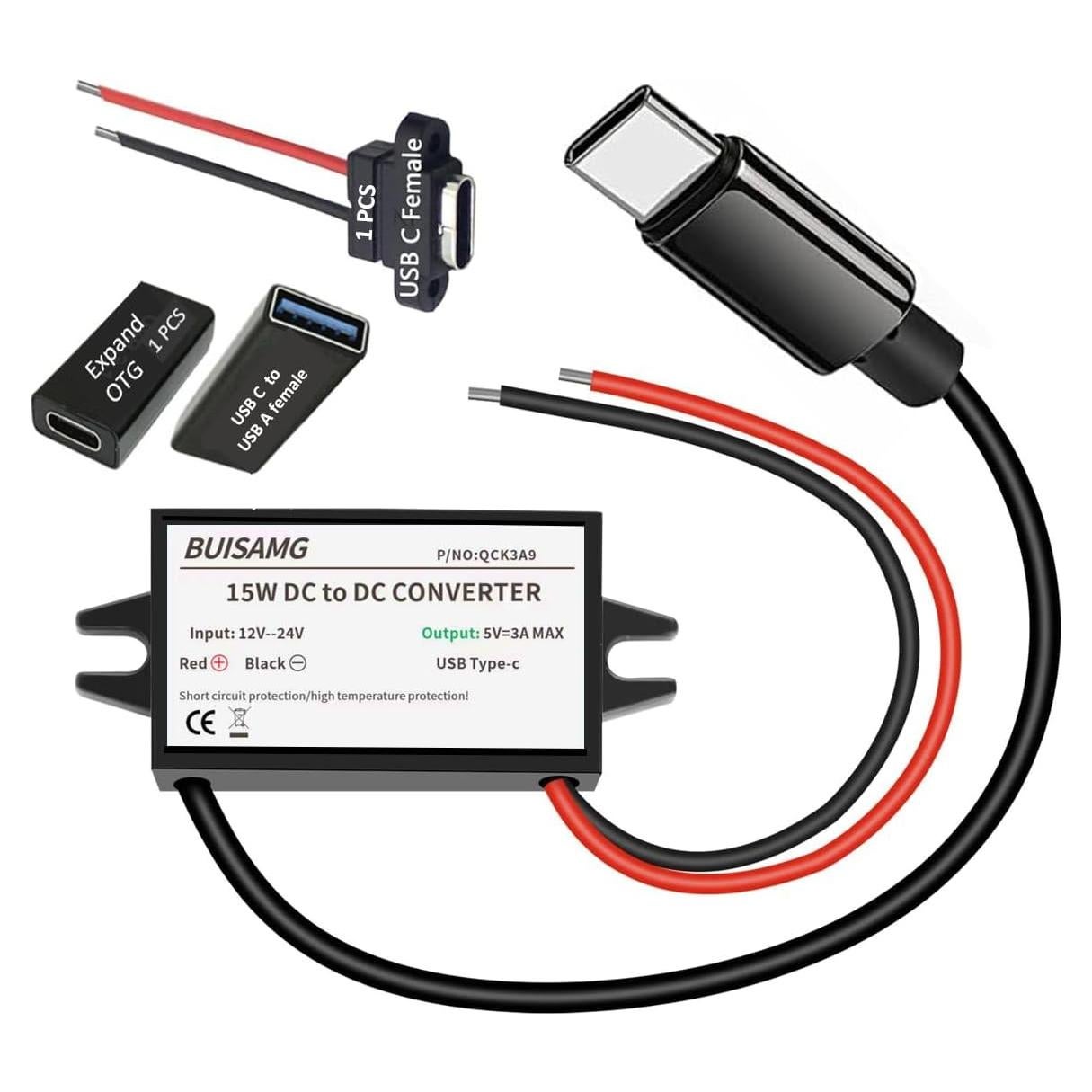 Convertidor de Potencia DC 12V/24V a 5V Kabeino USB-C 3A